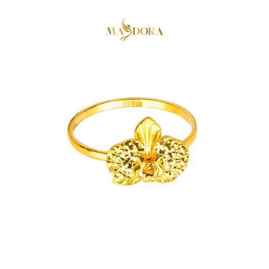 MASDORA 916 Gold Ring Rings Cincin Emas ~ Rounded Orchid - Seri Kuntum Collection (EMAS 916/22K)