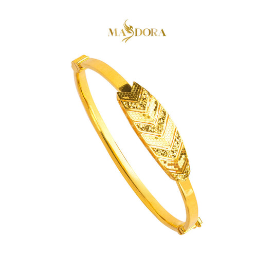 MASDORA 916 Gold Bangle Gelang Tangan Emas ~ Leafy Glitz - Seri Kuntum Collection (EMAS 916/22K)
