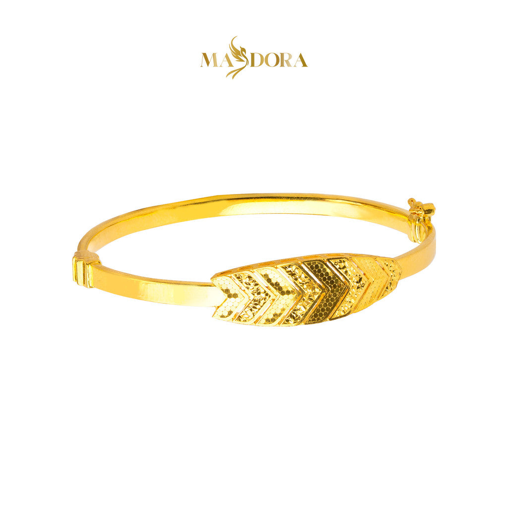 MASDORA 916 Gold Bangle Gelang Tangan Emas ~ Leafy Glitz - Seri Kuntum Collection (EMAS 916/22K)