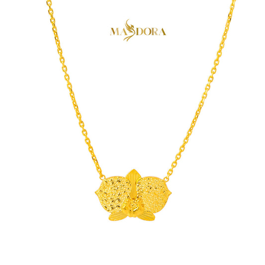 MASDORA 916 Gold Necklace Rantai Leher Emas ~ Mega Orchid - Seri Kuntum Collection (EMAS 916/22K)