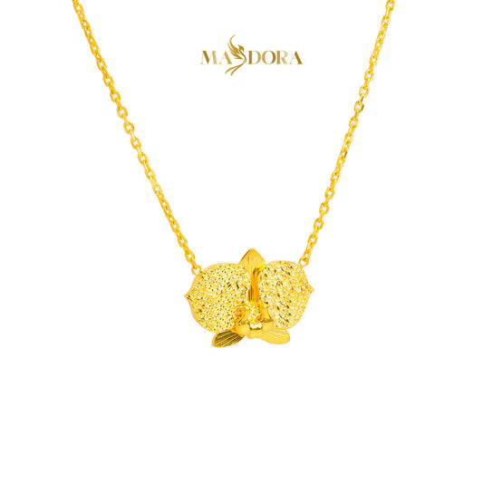 MASDORA 916 Gold Necklace Rantai Leher Emas ~ Mega Orchid - Seri Kuntum Collection (EMAS 916/22K)
