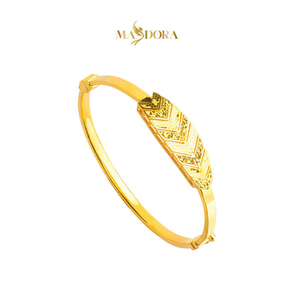 MASDORA 916 Gold Bangle Gelang Tangan Emas ~ Leafy Glitz - Seri Kuntum Collection (EMAS 916/22K)