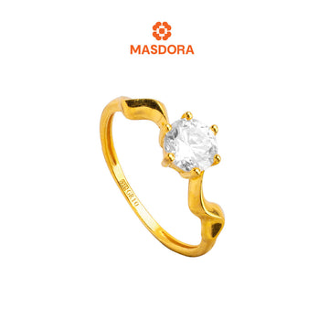 MASDORA 916 Gold Ring Rings Cincin Emas ~ Golden Wavy Solitaire (EMAS 916/22K)
