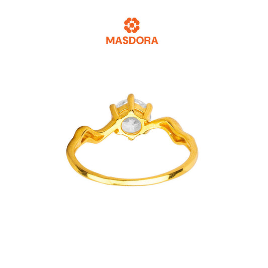 MASDORA 916 Gold Ring Rings Cincin Emas ~ Golden Wavy Solitaire (EMAS 916/22K)
