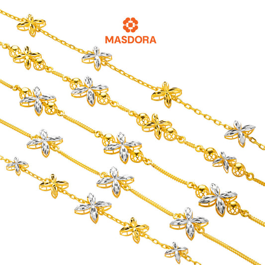 MASDORA 916 Gold Bracelet Rantai Tangan Emas ~ Duotone Star Anise (EMAS 916/22K)