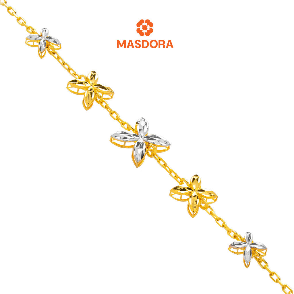 MASDORA 916 Gold Bracelet Rantai Tangan Emas ~ Duotone Star Anise (EMAS 916/22K)