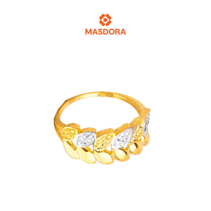 MASDORA 916 Gold Ring Rings Cincin Emas ~ Duotone Aligned Leafy (EMAS 916/22K)