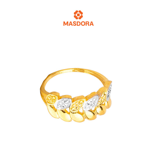 MASDORA 916 Gold Ring Rings Cincin Emas ~ Duotone Aligned Leafy (EMAS 916/22K)