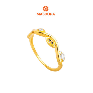 MASDORA 916 Gold Ring Rings Cincin Emas ~ Duotone Veined Leafy (EMAS 916/22K)