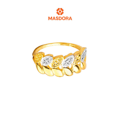 MASDORA 916 Gold Ring Rings Cincin Emas ~ Duotone Aligned Leafy (EMAS 916/22K)
