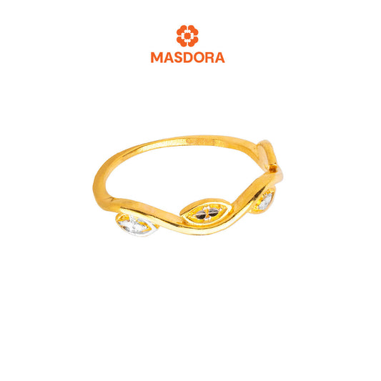 MASDORA 916 Gold Ring Rings Cincin Emas ~ Duotone Veined Leafy (EMAS 916/22K)