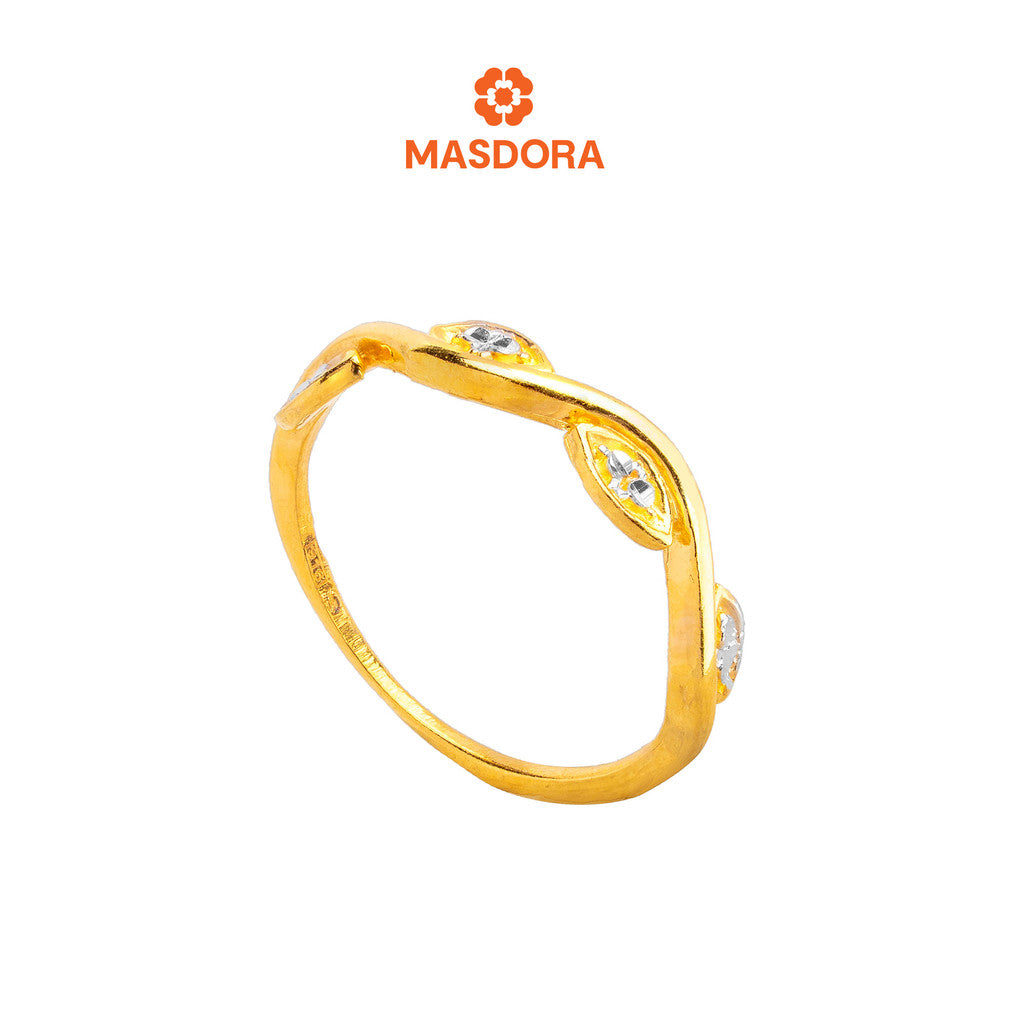 MASDORA 916 Gold Ring Rings Cincin Emas ~ Duotone Veined Leafy (EMAS 916/22K)