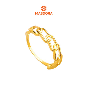 MASDORA 916 Gold Ring Rings Cincin Emas ~ Golden Slanted Paperclip (EMAS 916/22K)