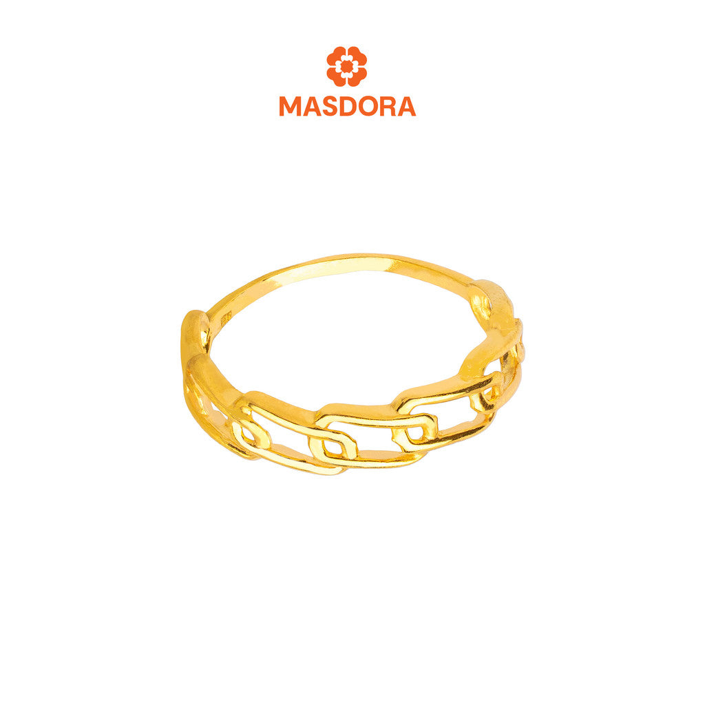 MASDORA 916 Gold Ring Rings Cincin Emas ~ Golden Slanted Paperclip (EMAS 916/22K)