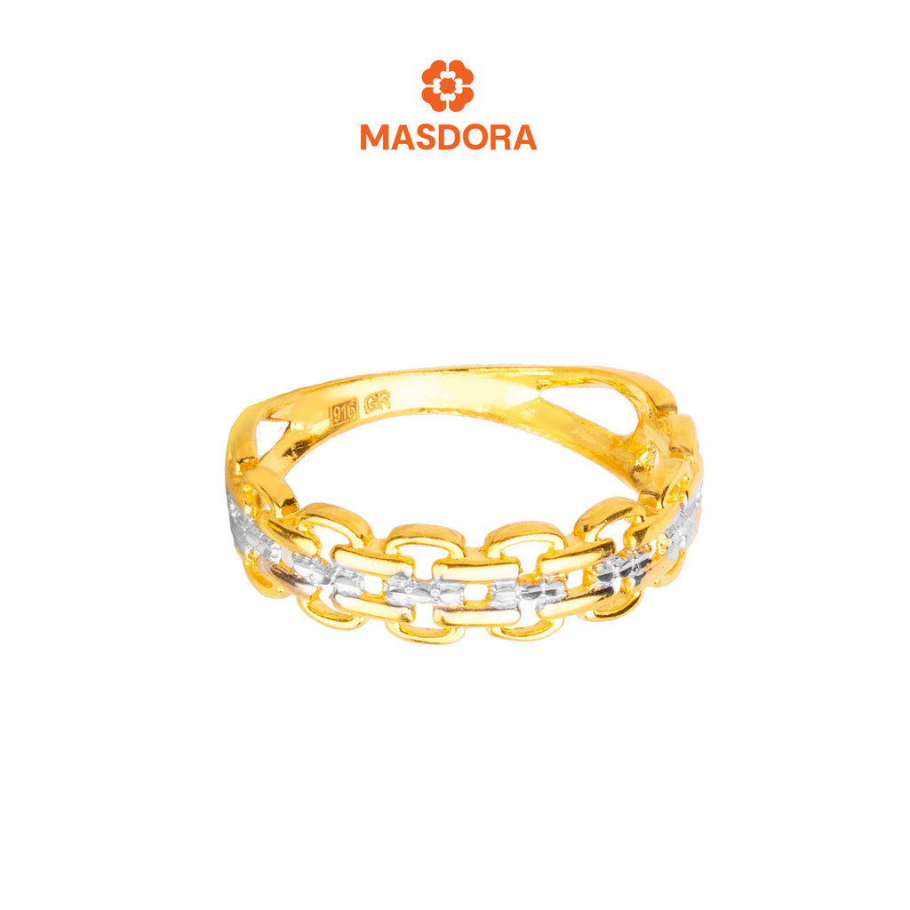 MASDORA 916 Gold Ring Rings Cincin Emas ~ Duotone Chained Buckle (EMAS 916/22K)
