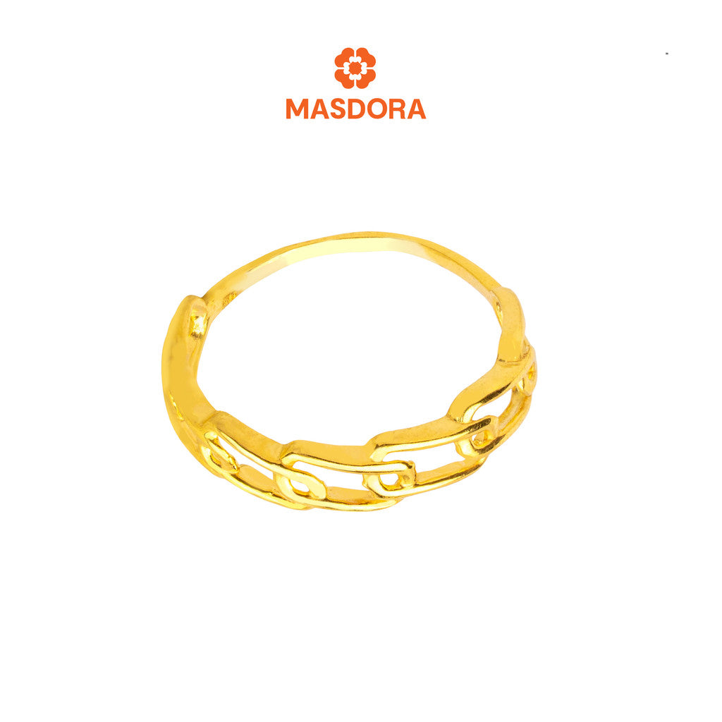 MASDORA 916 Gold Ring Rings Cincin Emas ~ Golden Slanted Paperclip (EMAS 916/22K)