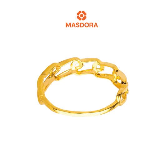 MASDORA 916 Gold Ring Rings Cincin Emas ~ Golden Slanted Paperclip (EMAS 916/22K)