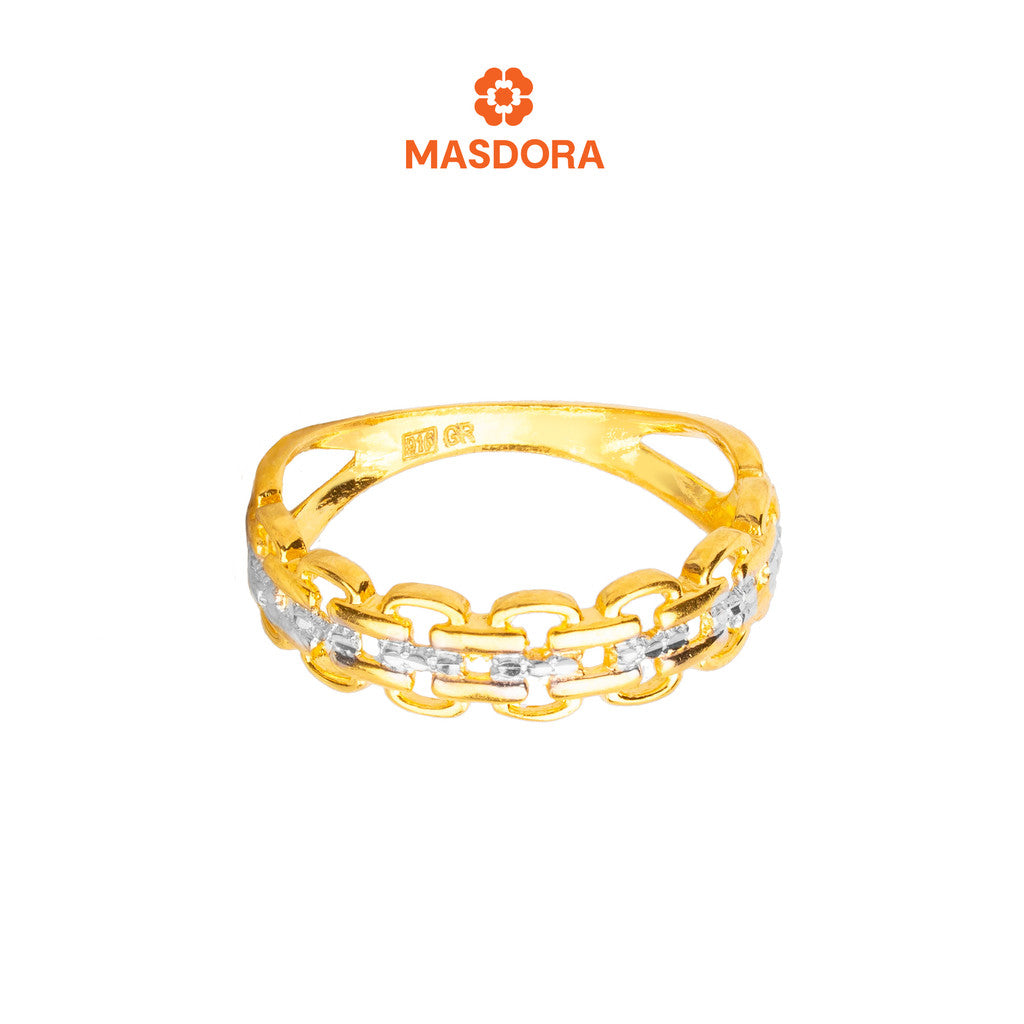MASDORA 916 Gold Ring Rings Cincin Emas ~ Duotone Chained Buckle (EMAS 916/22K)