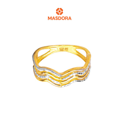MASDORA 916 Gold Ring Rings Cincin Emas ~ Duotone Quadruple Wavy (EMAS 916/22K)