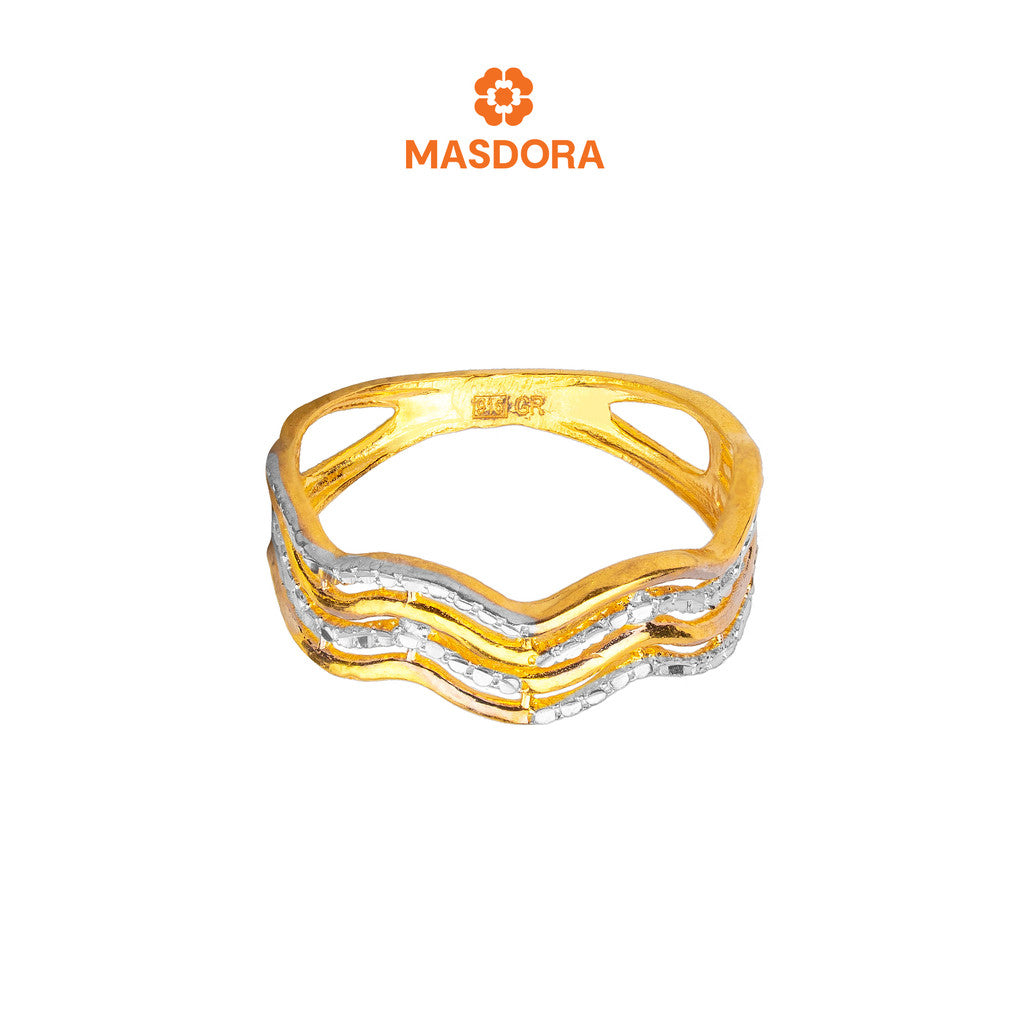 MASDORA 916 Gold Ring Rings Cincin Emas ~ Duotone Quadruple Wavy (EMAS 916/22K)