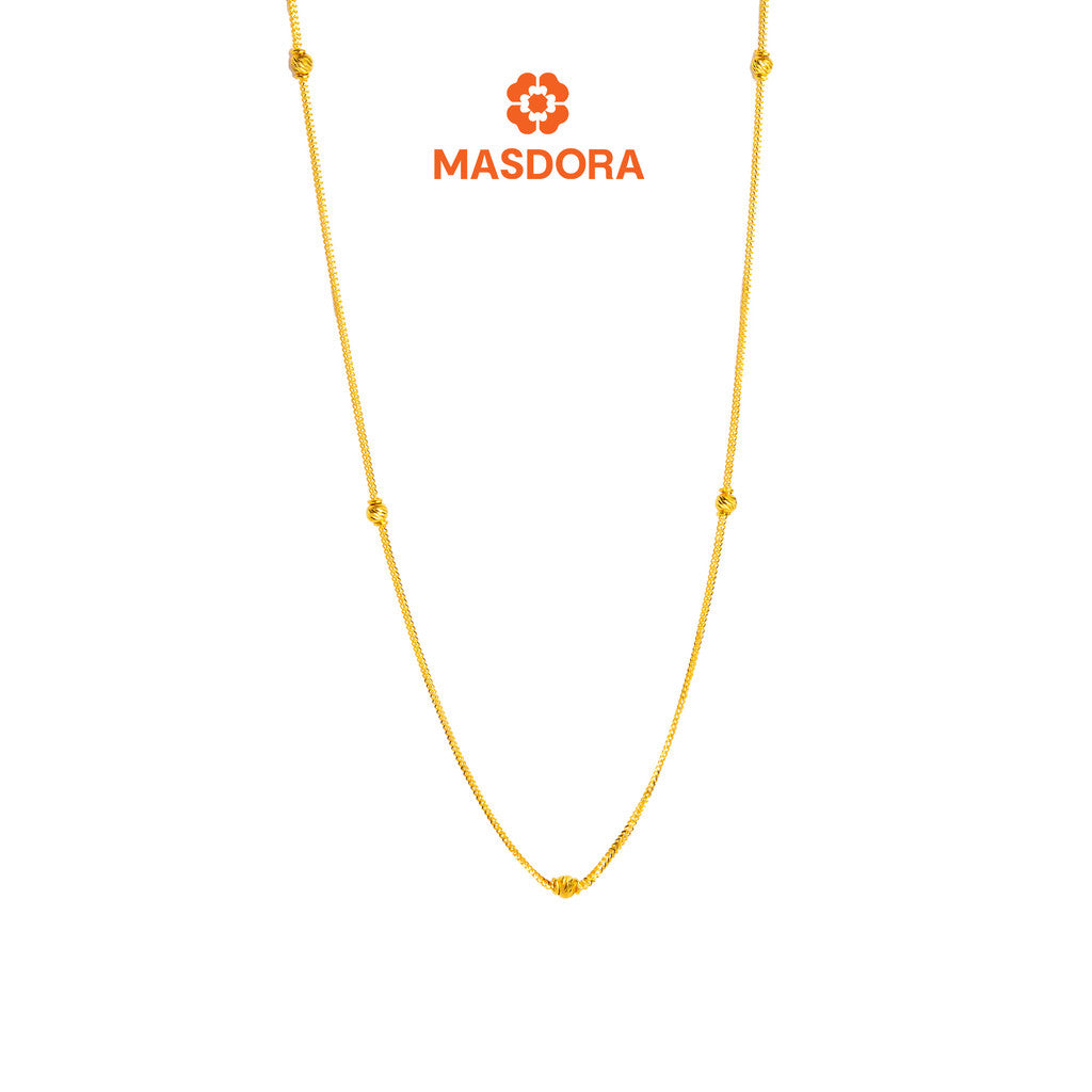 MASDORA 916 Gold Necklace Rantai Leher Emas ~ Golden Mini Single Beads (EMAS 916/22K)