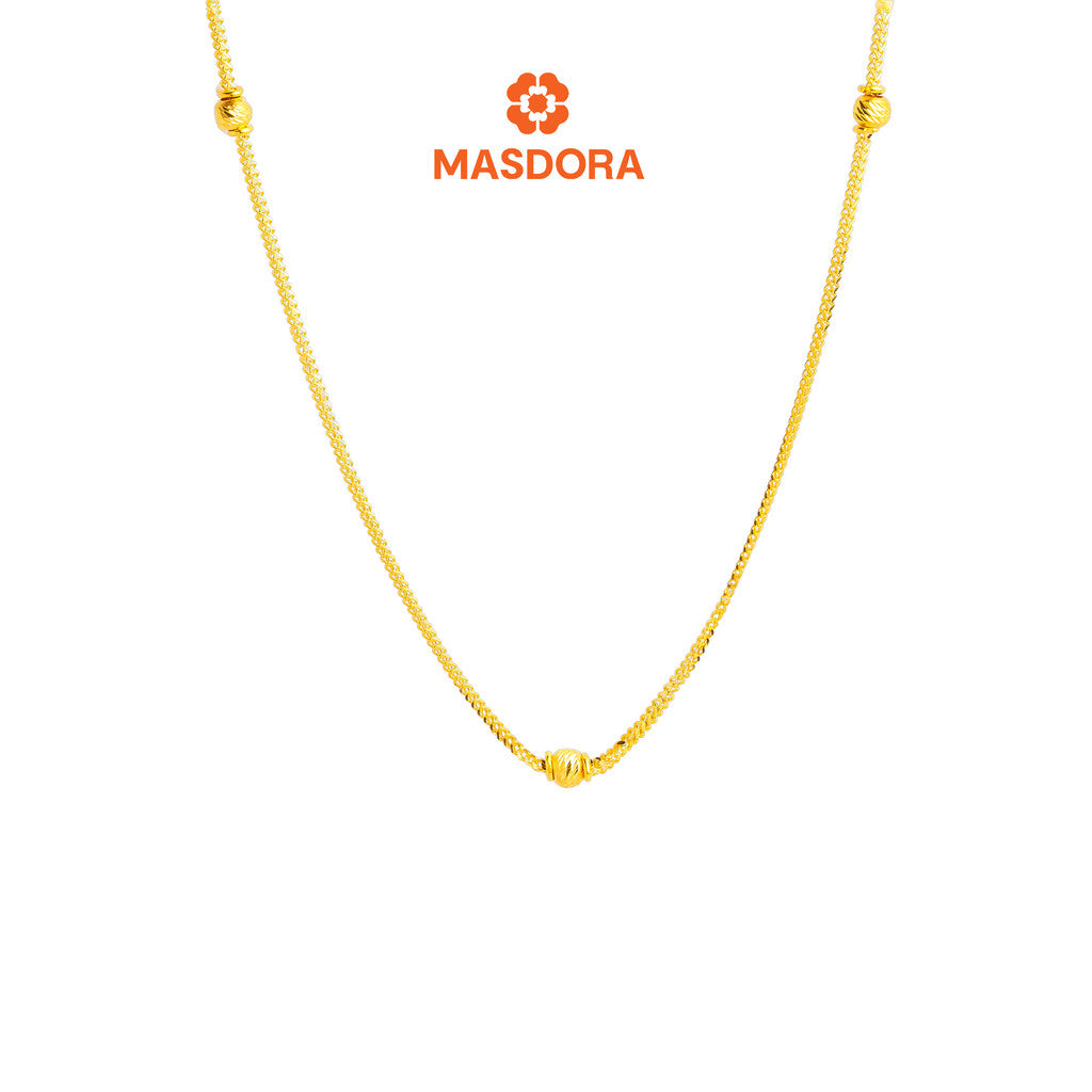 MASDORA 916 Gold Necklace Rantai Leher Emas ~ Golden Mini Single Beads (EMAS 916/22K)