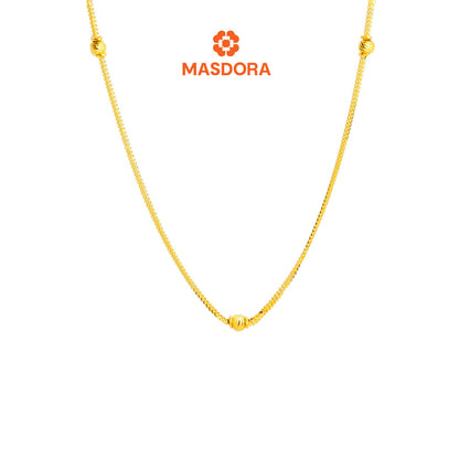 MASDORA 916 Gold Necklace Rantai Leher Emas ~ Golden Mini Single Beads (EMAS 916/22K)