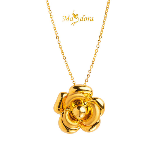MASDORA 999 Gold Necklace Rantai Leher Emas ~ Glorious Rose (EMAS 999/24K)