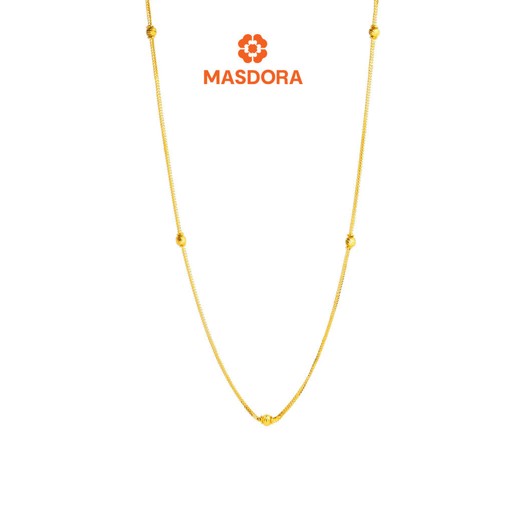 MASDORA 916 Gold Necklace Rantai Leher Emas ~ Golden Mini Single Beads (EMAS 916/22K)