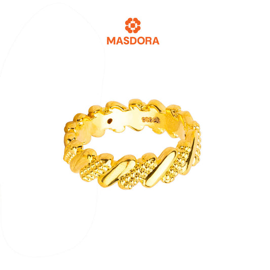 MASDORA 916 Gold Ring Rings Cincin Emas ~ HG Golden Slanted Band (EMAS 916/22K)