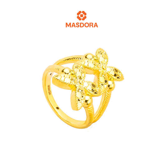 MASDORA 916 Gold Ring Rings Cincin Emas ~ HG Golden Double Marissa Glitz (EMAS 916/22K)