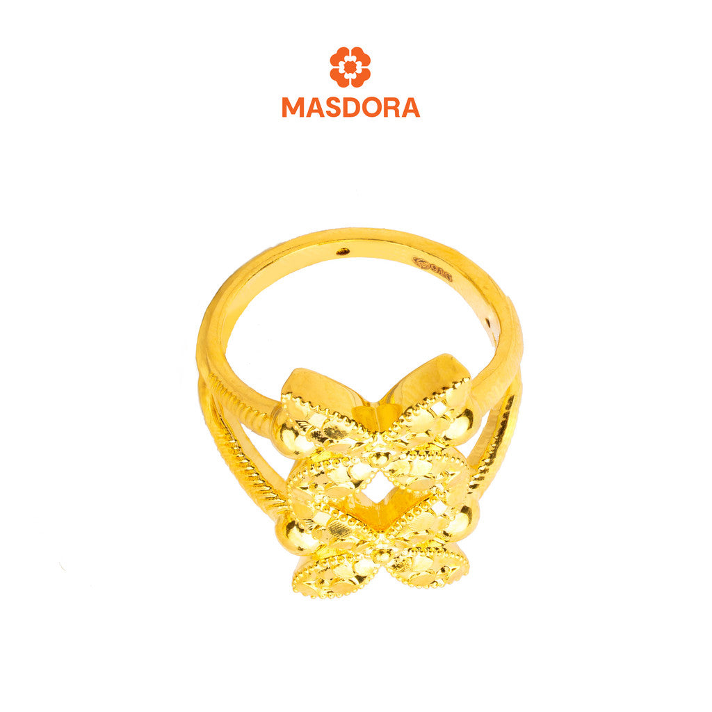 MASDORA 916 Gold Ring Rings Cincin Emas ~ HG Golden Double Marissa Glitz (EMAS 916/22K)