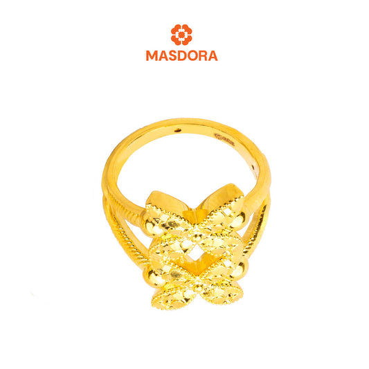 MASDORA 916 Gold Ring Rings Cincin Emas ~ HG Golden Double Marissa Glitz (EMAS 916/22K)