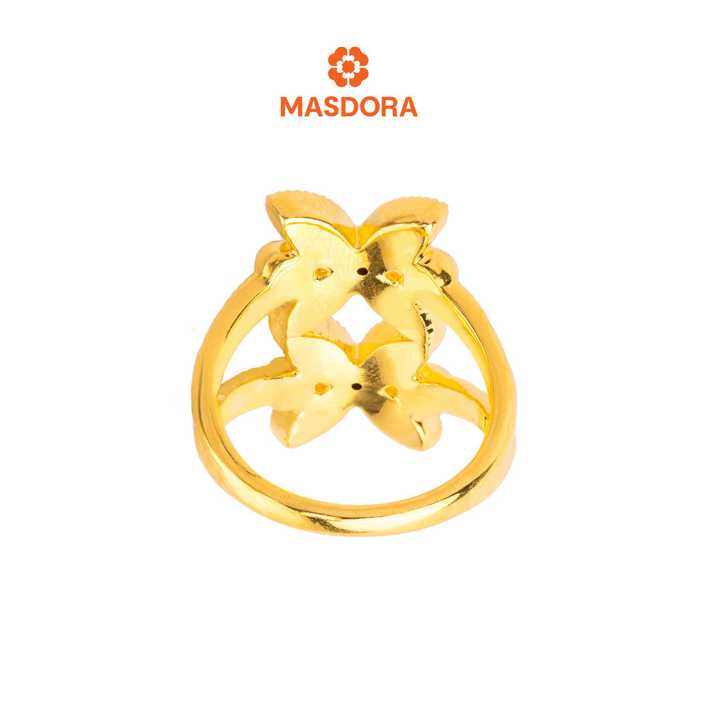 MASDORA 916 Gold Ring Rings Cincin Emas ~ HG Golden Double Marissa Glitz (EMAS 916/22K)