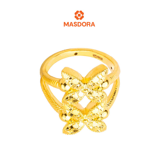 MASDORA 916 Gold Ring Rings Cincin Emas ~ HG Golden Double Marissa Glitz (EMAS 916/22K)