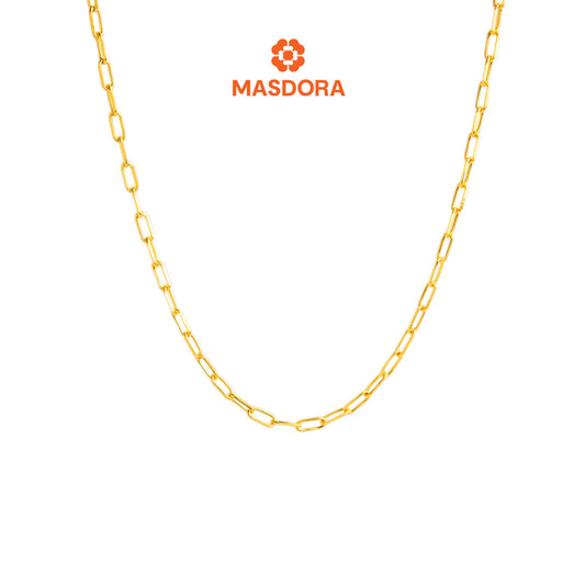 MASDORA 916 Gold Necklace Rantai Leher Emas ~ Golden Mini Paperclip (EMAS 916/22K)