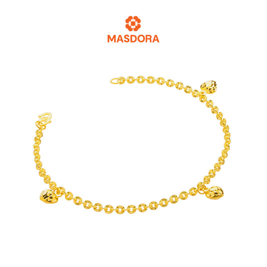 MASDORA 916 Gold Bracelet Rantai Tangan Emas ~ Mini Shining Sauh (3L) (EMAS 916/22K)