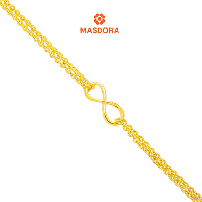 MASDORA 916 Gold Bracelet Rantai Tangan Emas ~ Shining Sauh Infinity Loop (EMAS 916/22K)