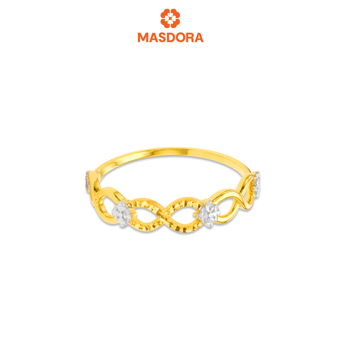 MASDORA 916 Gold Ring Cincin Emas ~Duotone Connected Ribbons (EMAS 916/22K)