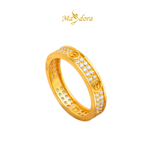 MASDORA 916 Gold Ring Rings Cincin Emas ~ Exclusive Love-Paved Screw Mark (EMAS 916/22K)