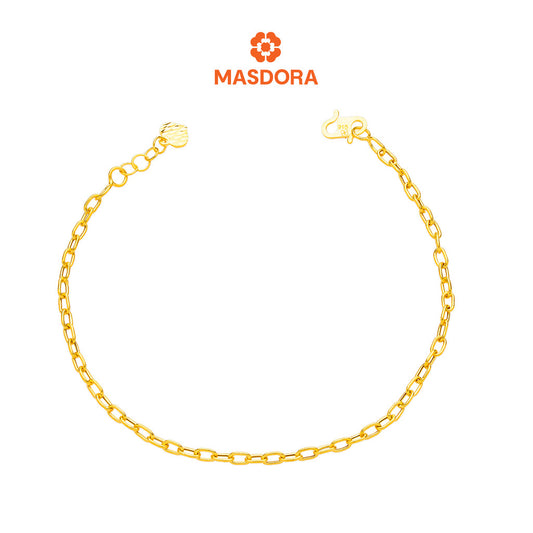 MASDORA 916 Gold Bracelet Rantai Tangan Emas ~ Delicate Oval Paperclip (EMAS 916/22K)