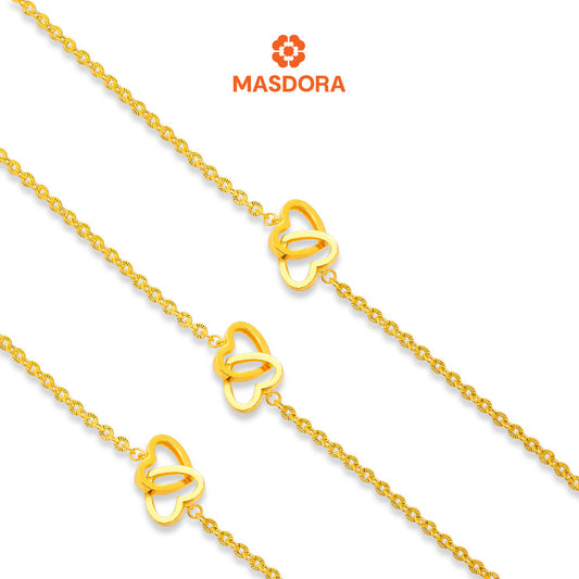 MASDORA 916 Gold Bracelet Rantai Tangan Emas ~ Shining Sauh Double Solid Sincero (EMAS 916/22K)