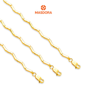 MASDORA 916 Gold Bracelet Rantai Tangan Emas ~ Golden Plain Zigzag (EMAS 916/22K)