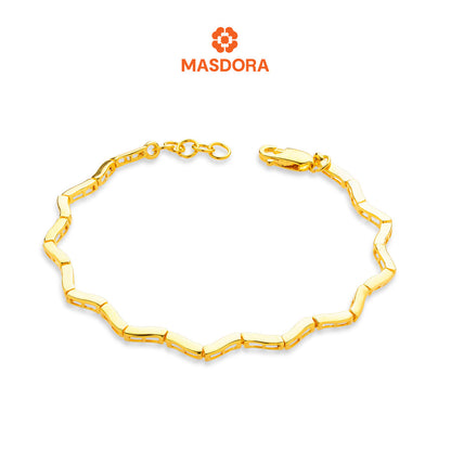 MASDORA 916 Gold Bracelet Rantai Tangan Emas ~ Golden Plain Zigzag (EMAS 916/22K)