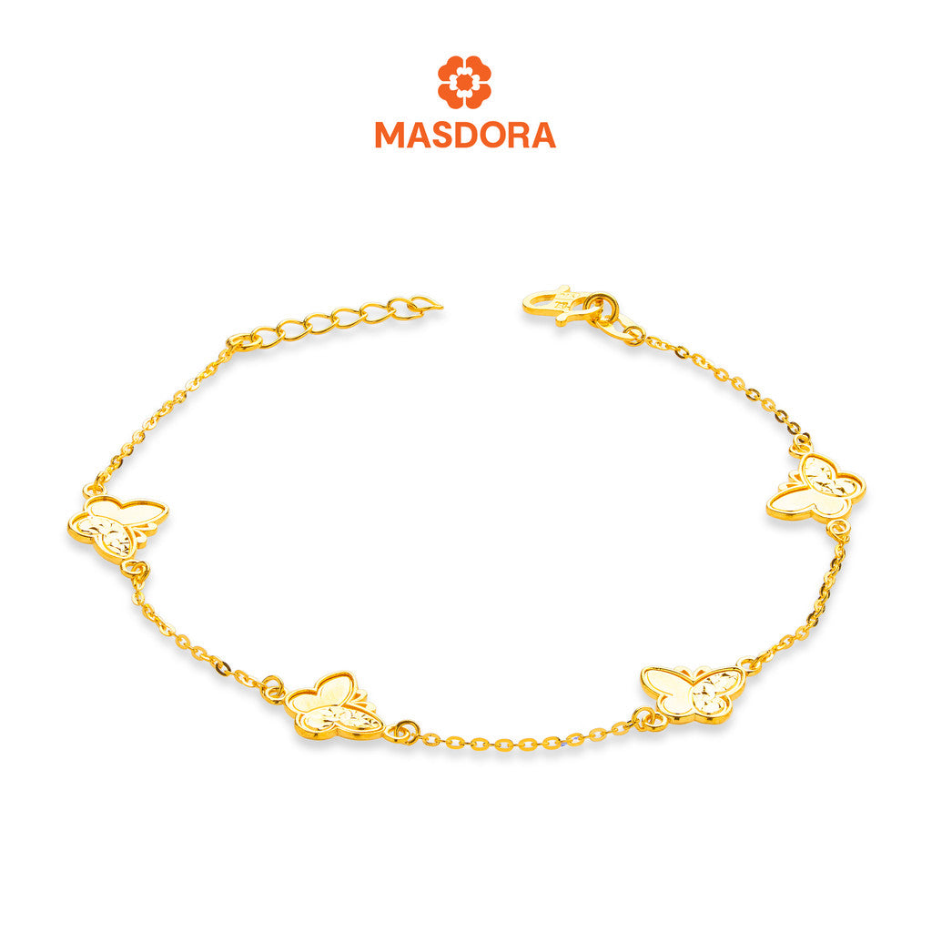 MASDORA 916 Gold Bracelet Rantai Tangan Emas ~ Elegant Papillon Glitz (EMAS 916/22K)