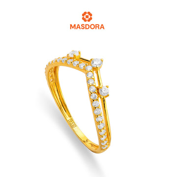 MASDORA 916 Gold Ring Rings Cincin Emas ~ Sparkling V Tiara (EMAS 916/22K)