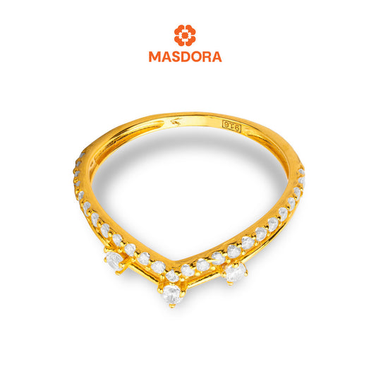MASDORA 916 Gold Ring Rings Cincin Emas ~ Sparkling V Tiara (EMAS 916/22K)