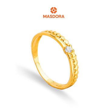MASDORA 916 Gold Ring Rings Cincin Emas ~ Golden Honeycomb Solitaire (EMAS 916/22K)