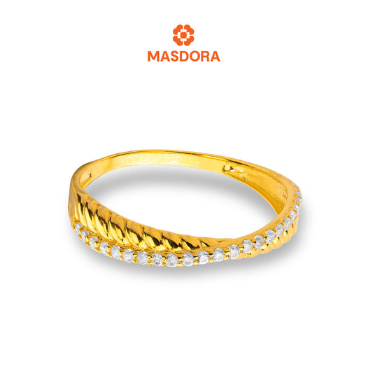 MASDORA 916 Gold Ring Rings Cincin Emas ~ Sparkling Simple Weave (EMAS 916/22K)