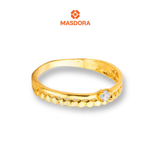 MASDORA 916 Gold Ring Rings Cincin Emas ~ Golden Honeycomb Solitaire (EMAS 916/22K)